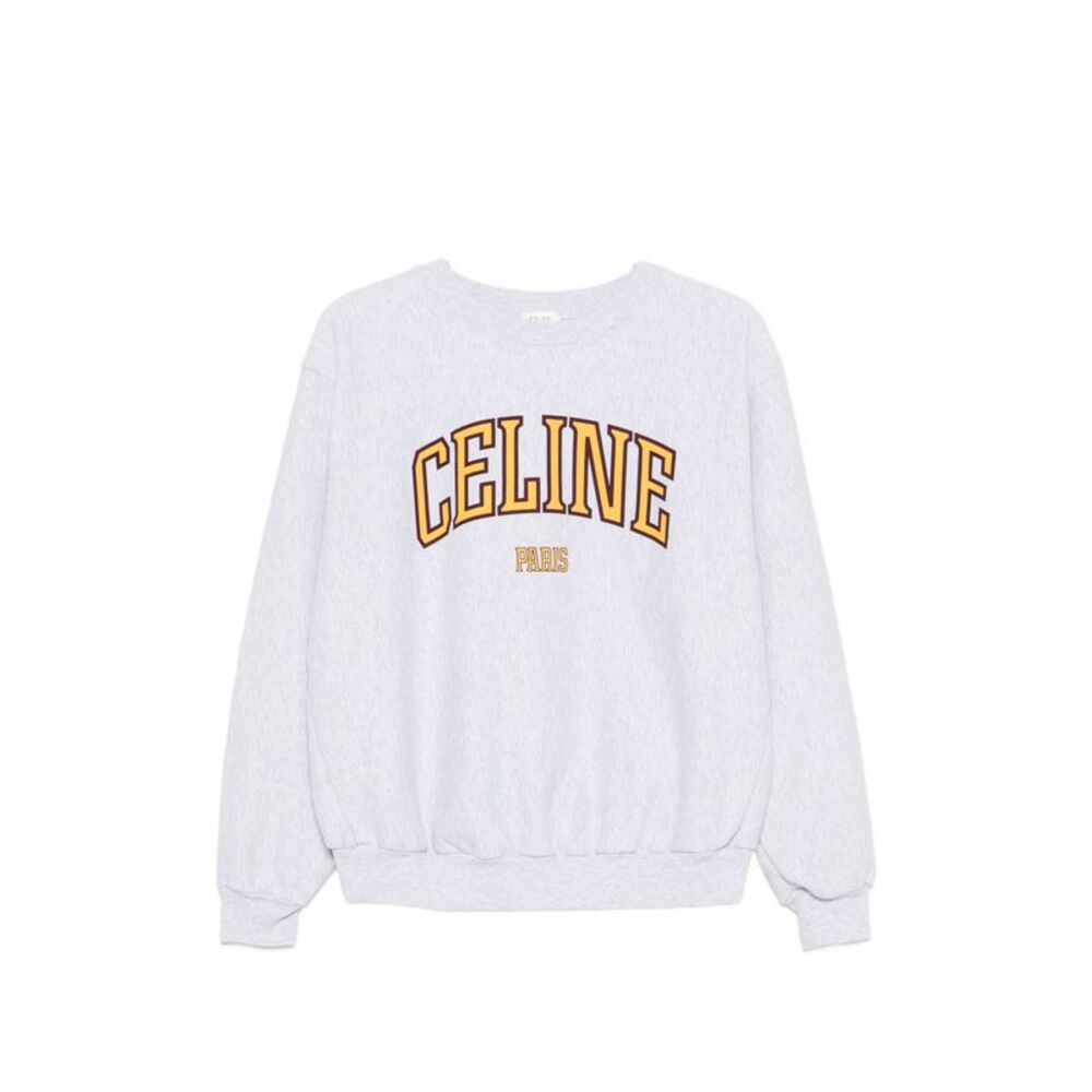 Celine Women Logo Cotton Crewneck Sweatshirt